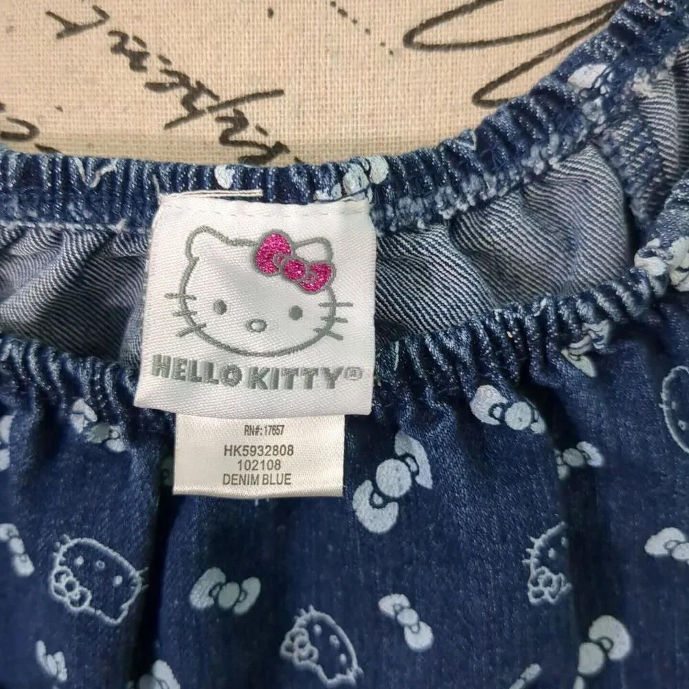 Hello kitty little Girls Printed Denim Jumpsuit 4